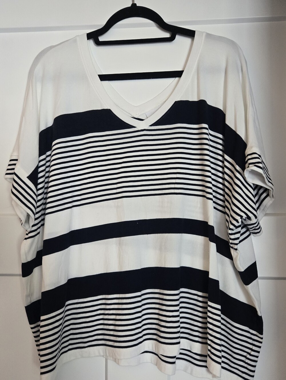 Cabi Relaxed V-Neck Striped Top